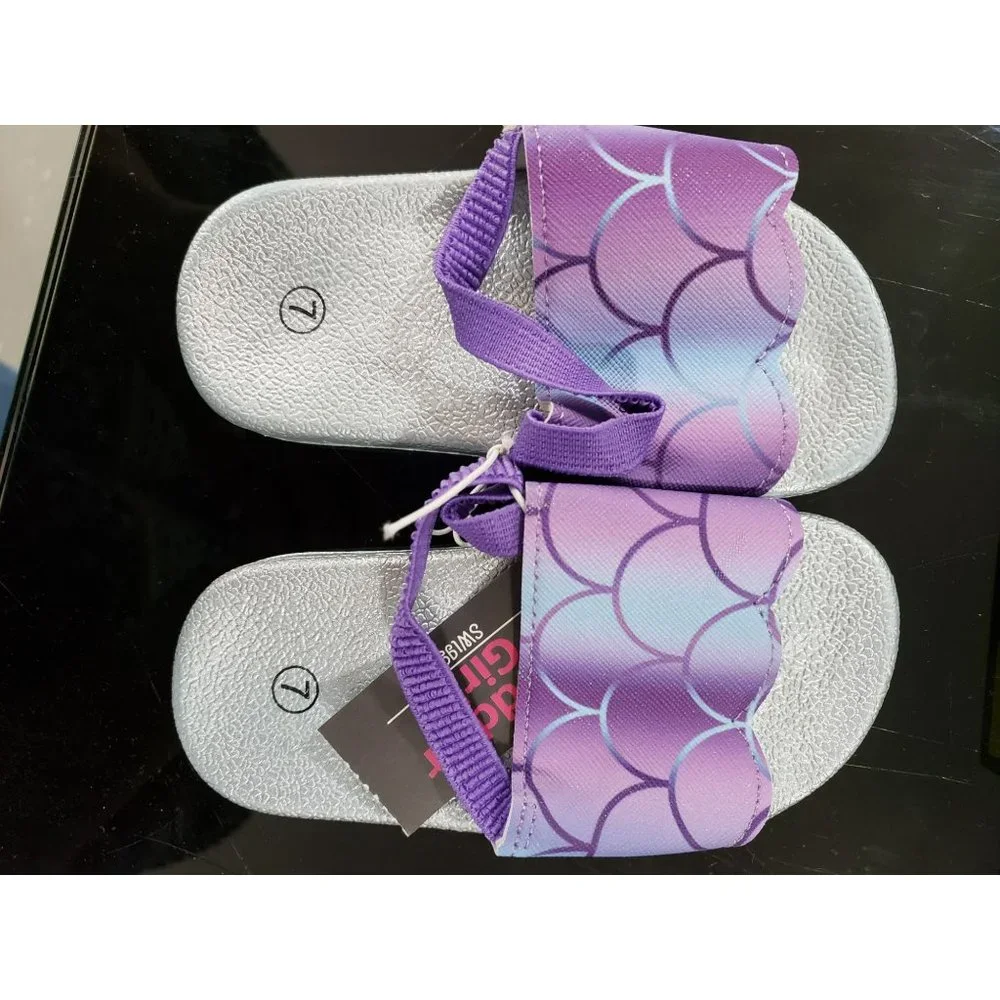 Swiggles Size‎ 7 girls  mermaid Scale Sandals New flip flops silver purple